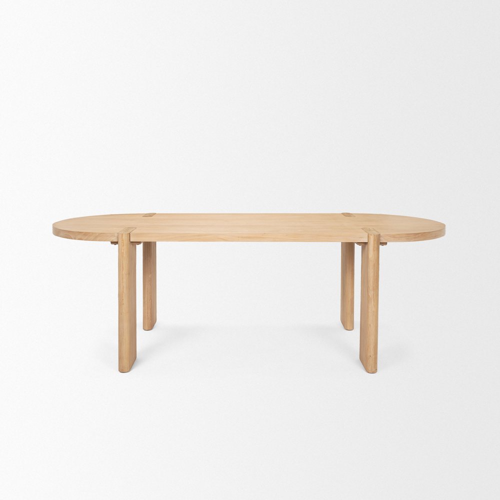 91" Light Brown Wood Oval Dining Table — view 2