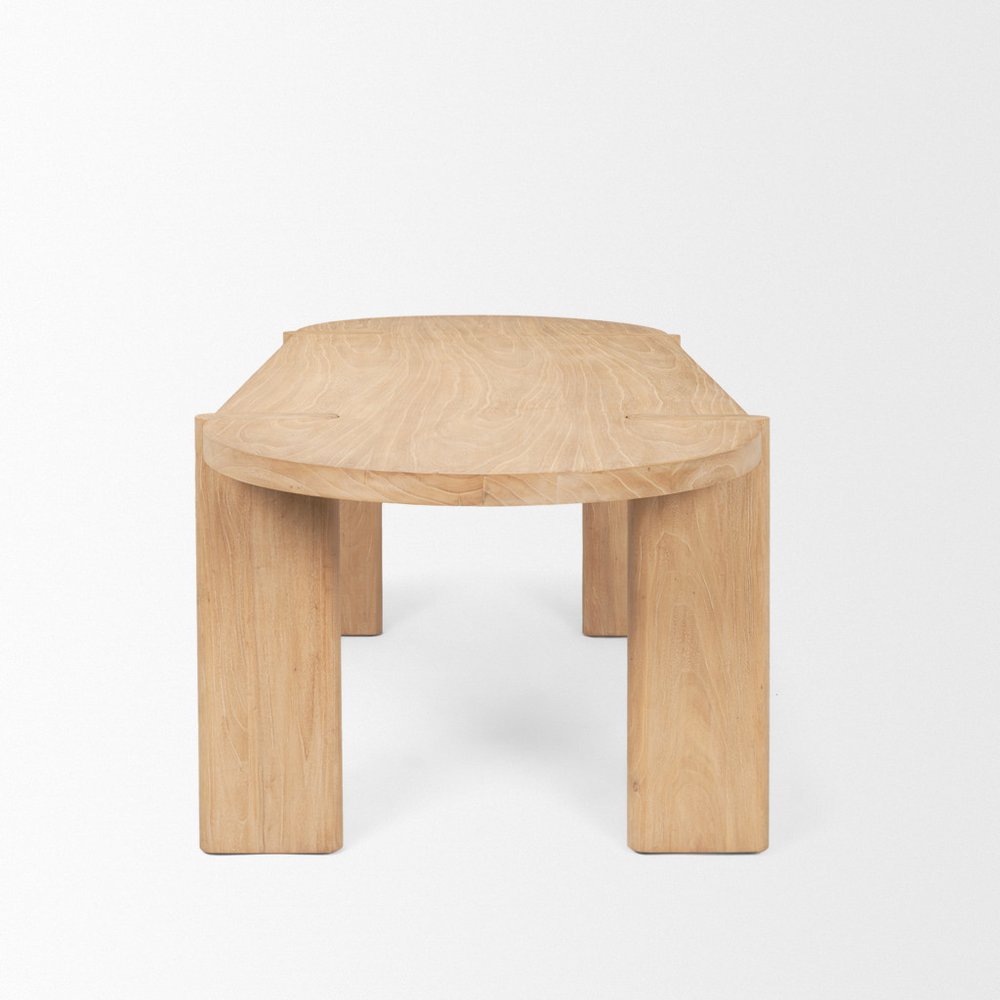 91" Light Brown Wood Oval Dining Table — view 3