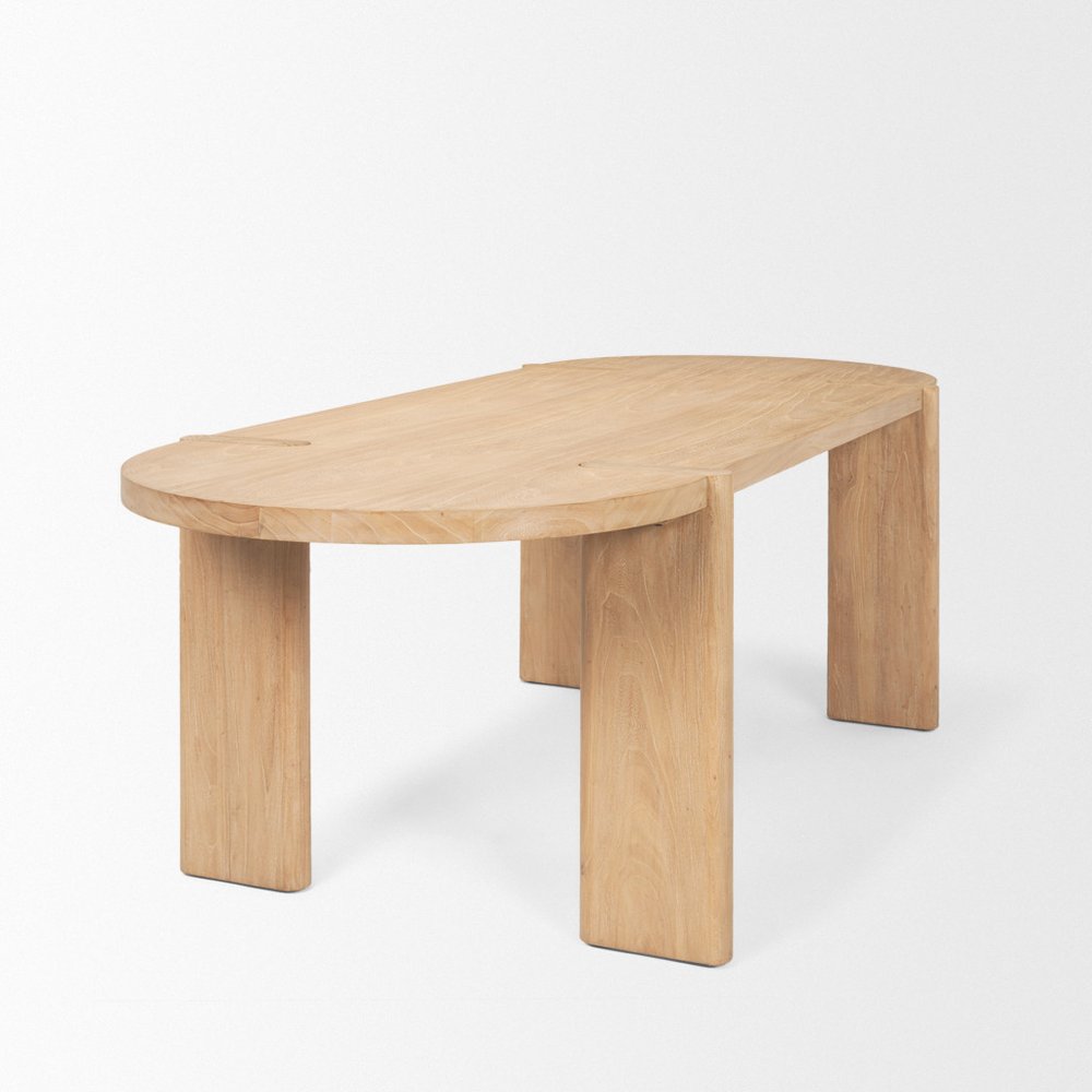 91" Light Brown Wood Oval Dining Table — view 4