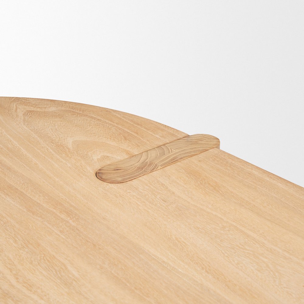 91" Light Brown Wood Oval Dining Table — view 5