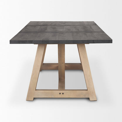 84" Black and Brown Solid Wood Trestle Base Dining Table HomeRoots