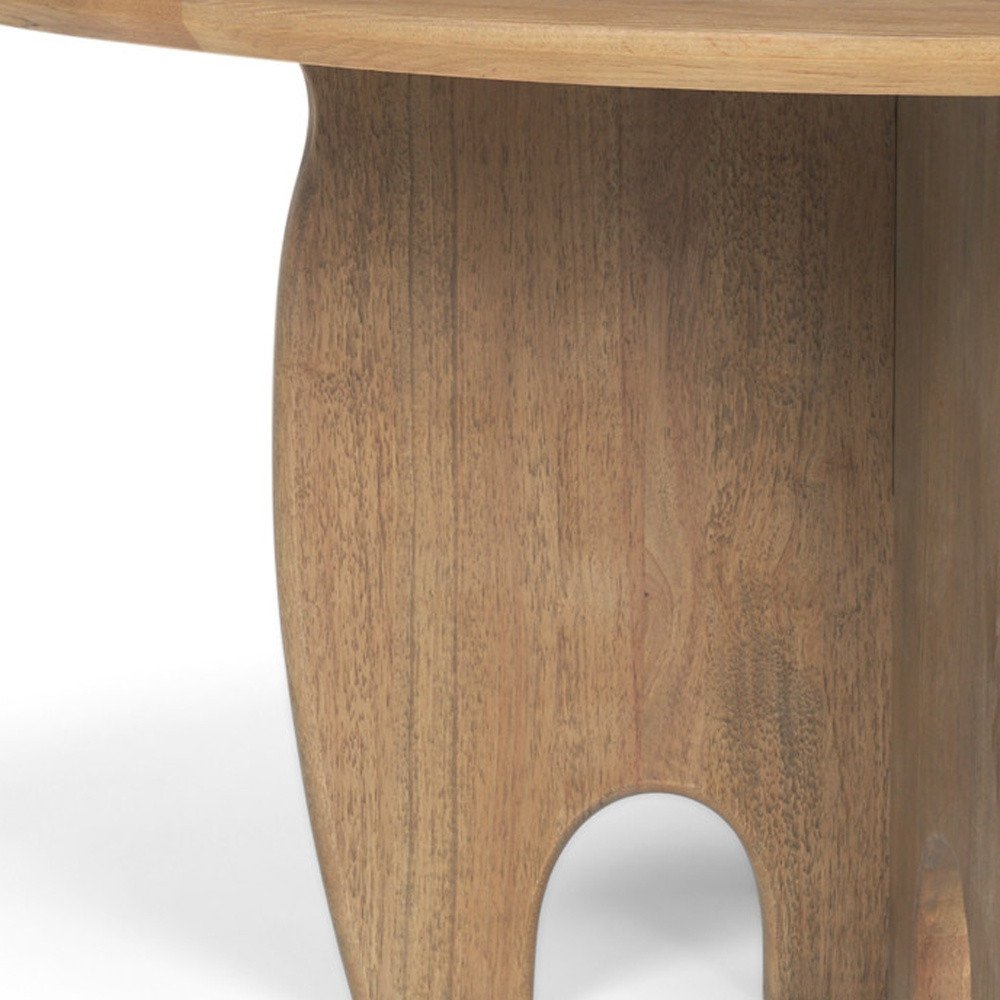 59" Brown Solid Wood Pedestal Base Round Top Dining Table HomeRoots