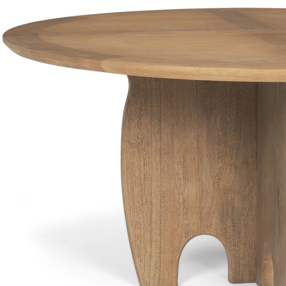 59" Brown Solid Wood Pedestal Base Round Top Dining Table HomeRoots