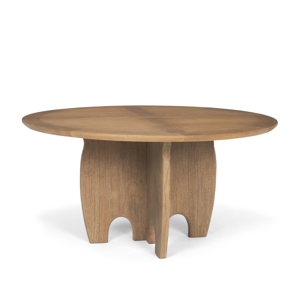 59" Brown Solid Wood Pedestal Base Round Top Dining Table HomeRoots