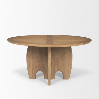 59" Brown Solid Wood Pedestal Base Round Top Dining Table HomeRoots