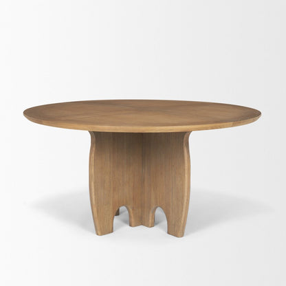 59" Brown Solid Wood Pedestal Base Round Top Dining Table HomeRoots