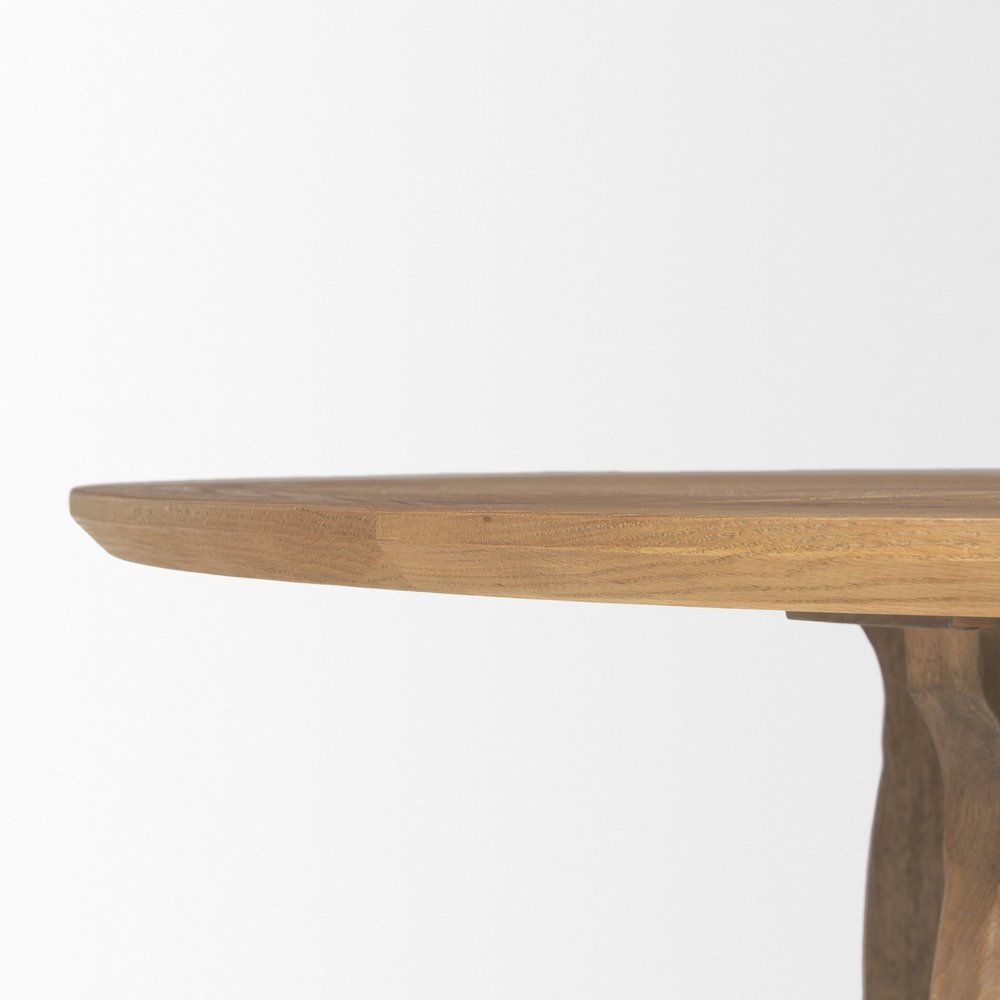 59" Brown Solid Wood Pedestal Base Round Top Dining Table HomeRoots