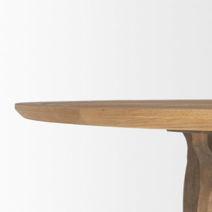 59" Brown Solid Wood Pedestal Base Round Top Dining Table HomeRoots
