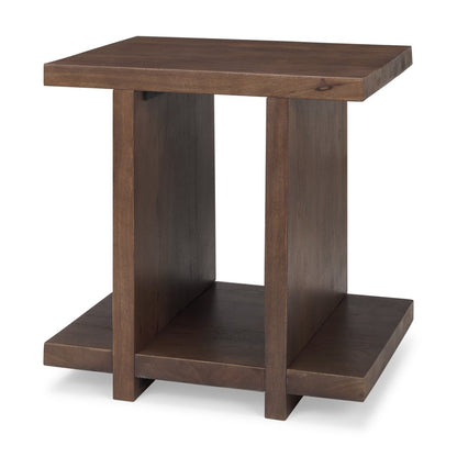 22" Brown Solid Wood Sled End Table With Shelf HomeRoots