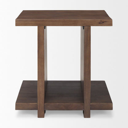 22" Brown Solid Wood Sled End Table With Shelf HomeRoots
