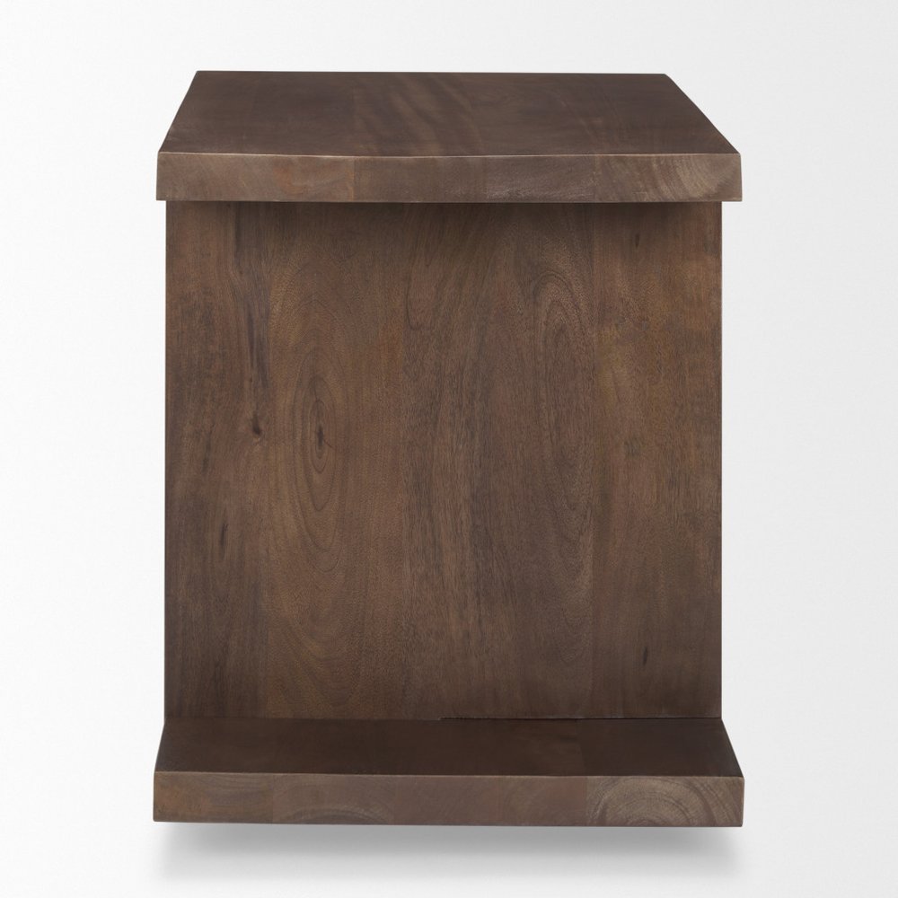 22" Brown Solid Wood Sled End Table With Shelf HomeRoots
