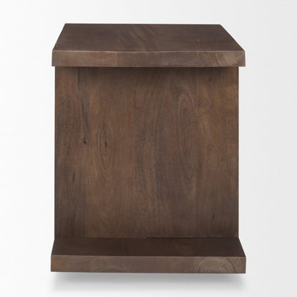 22" Brown Solid Wood Sled End Table With Shelf HomeRoots