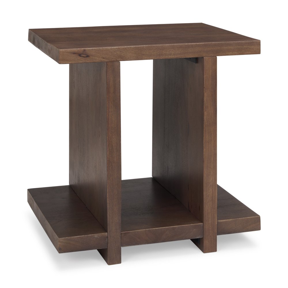 22" Brown Solid Wood Sled End Table With Shelf HomeRoots