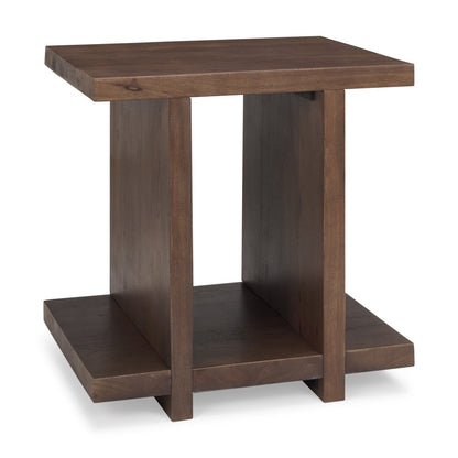 22" Brown Solid Wood Sled End Table With Shelf HomeRoots