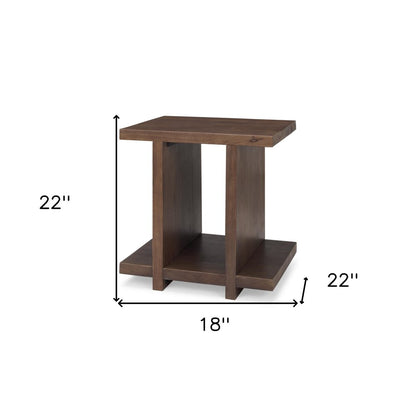 22" Brown Solid Wood Sled End Table With Shelf HomeRoots