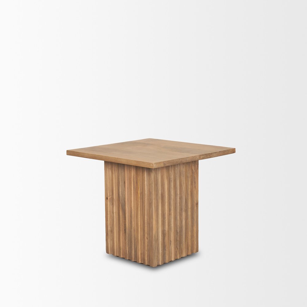 22" Brown Solid Wood Square Block End Table HomeRoots