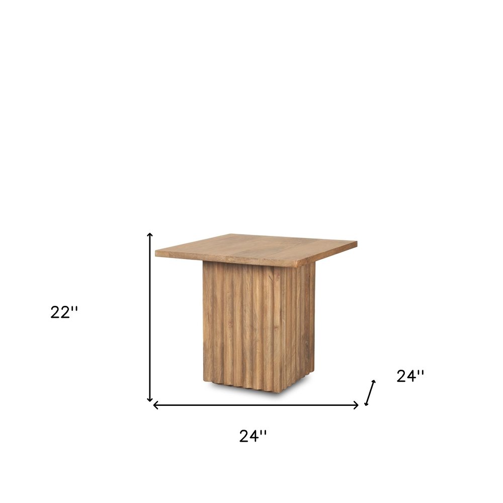 22" Brown Solid Wood Square Block End Table HomeRoots