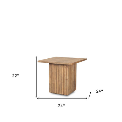 22" Brown Solid Wood Square Block End Table HomeRoots