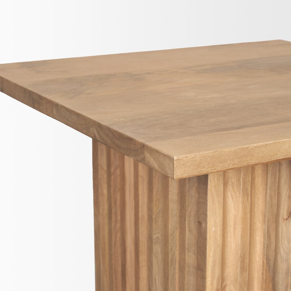 22" Brown Solid Wood Square Block End Table HomeRoots