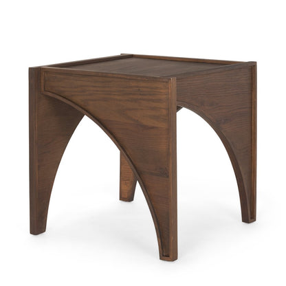 24" Brown Wood Modern Arched Square End Table HomeRoots