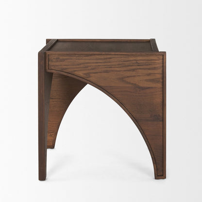 24" Brown Wood Modern Arched Square End Table HomeRoots