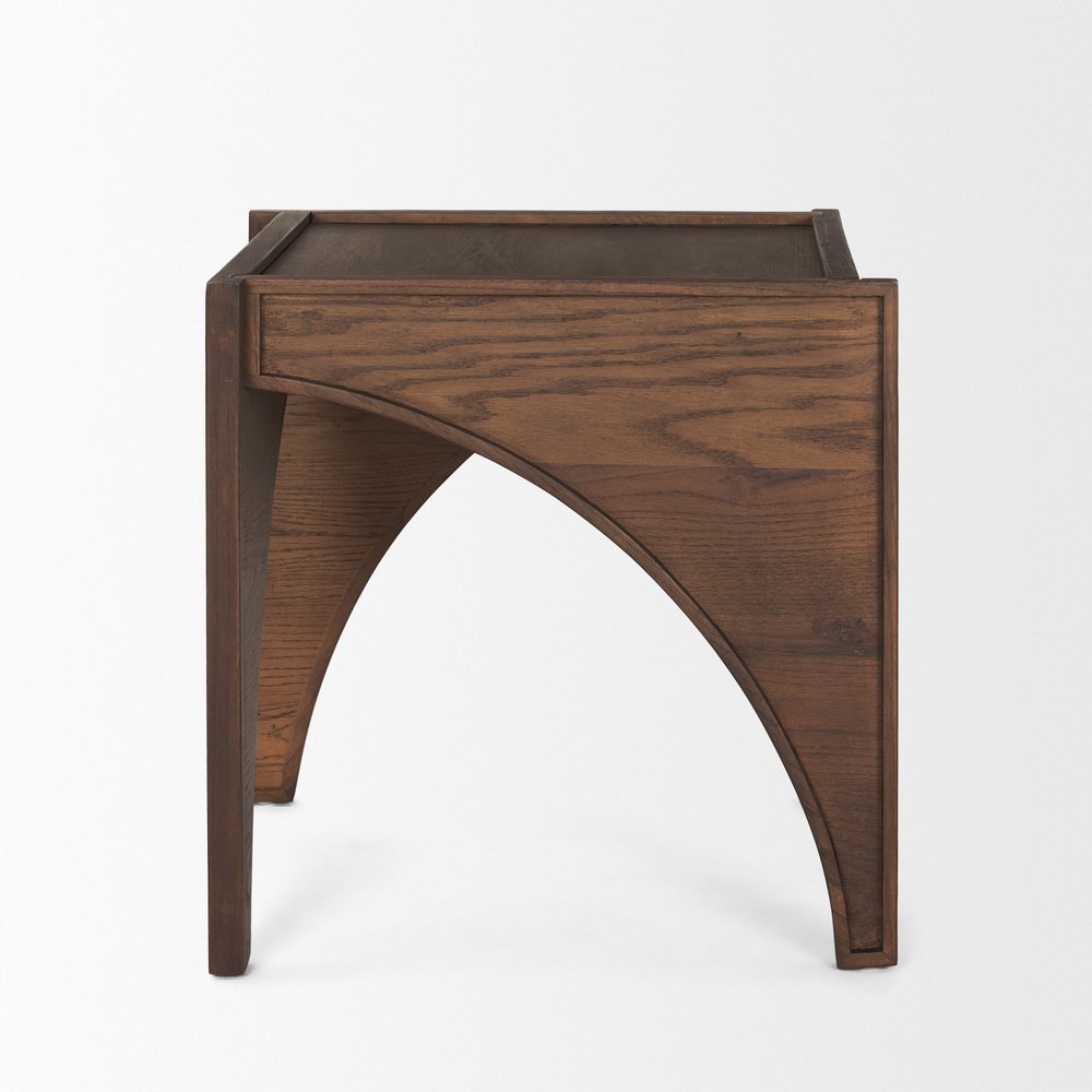 24" Brown Wood Modern Arched Square End Table HomeRoots