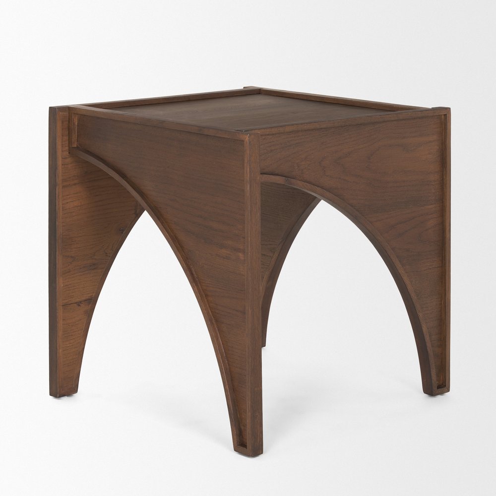 24" Brown Wood Modern Arched Square End Table HomeRoots