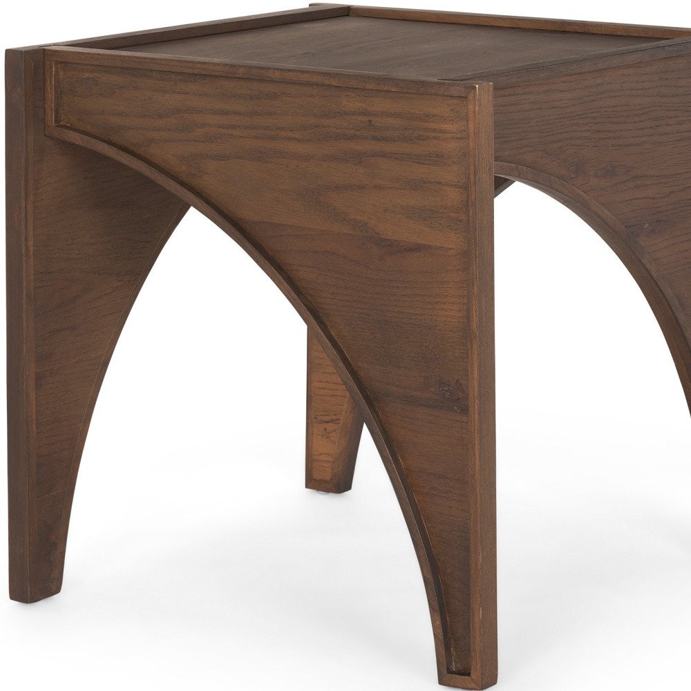 24" Brown Wood Modern Arched Square End Table HomeRoots