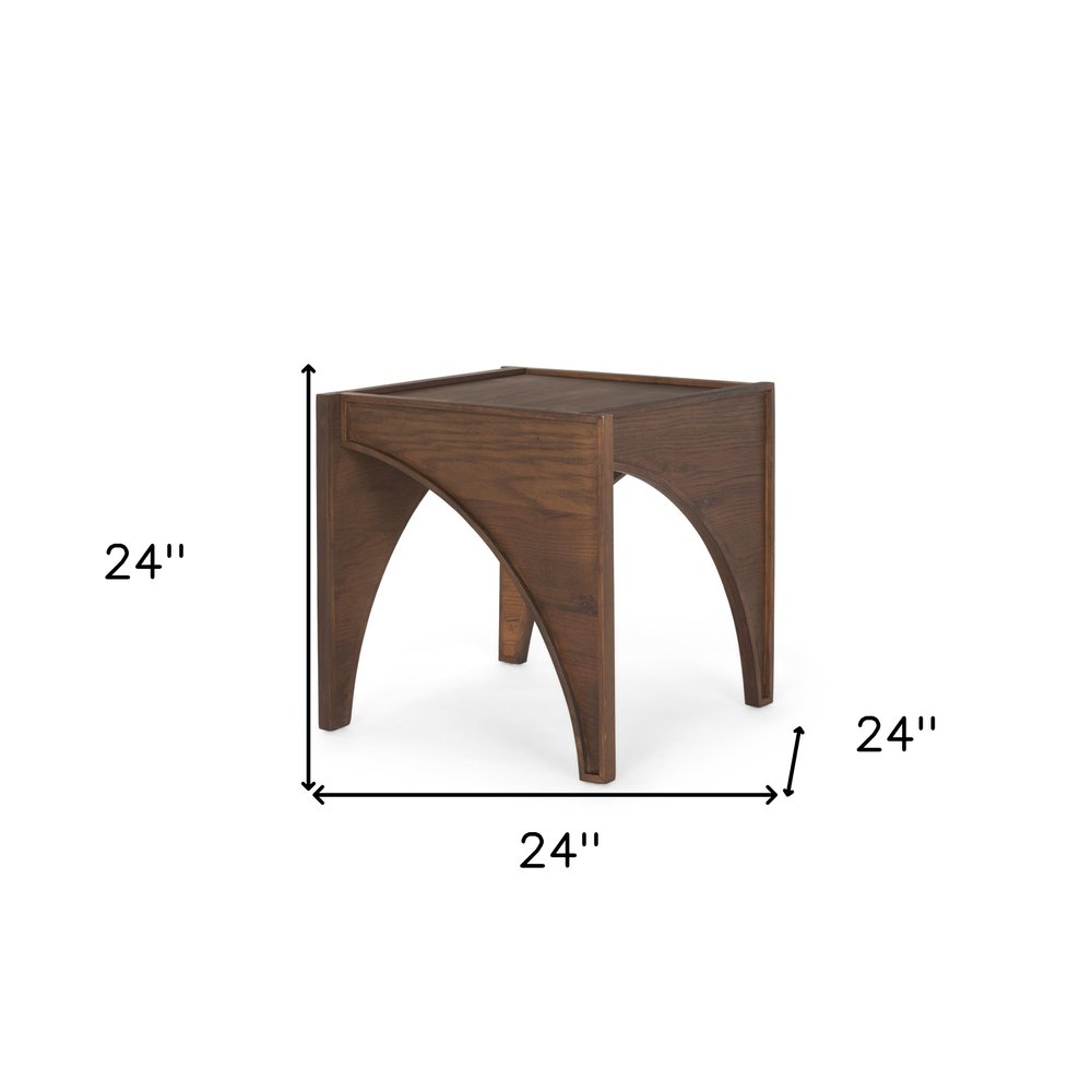 24" Brown Wood Modern Arched Square End Table HomeRoots
