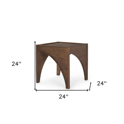 24" Brown Wood Modern Arched Square End Table HomeRoots