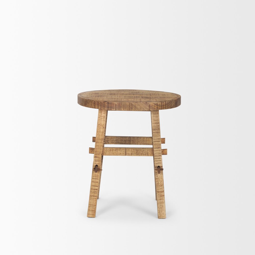 23" Brown Distressed Solid Wood End Table HomeRoots