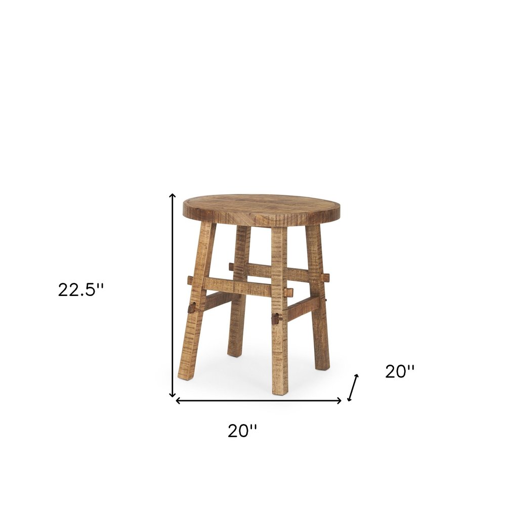 23" Brown Distressed Solid Wood End Table HomeRoots