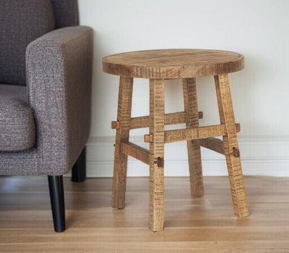 23" Brown Distressed Solid Wood End Table HomeRoots