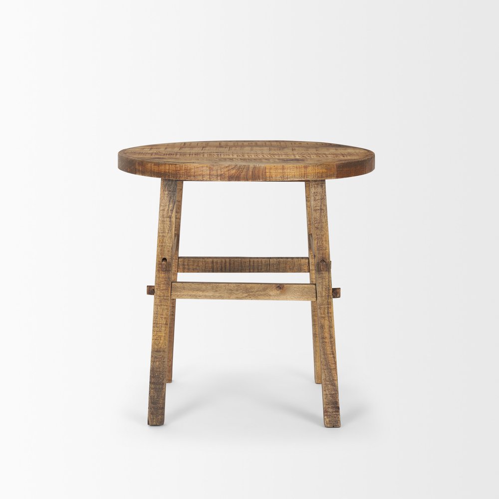 26" Brown Distressed Solid Wood End Table — view 7