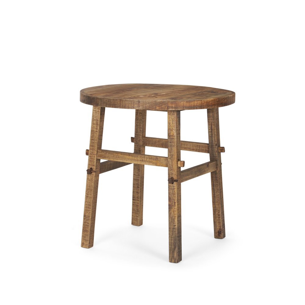 26" Brown Distressed Solid Wood End Table HomeRoots