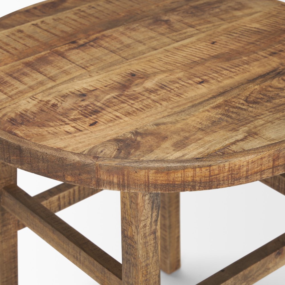 26" Brown Distressed Solid Wood End Table HomeRoots