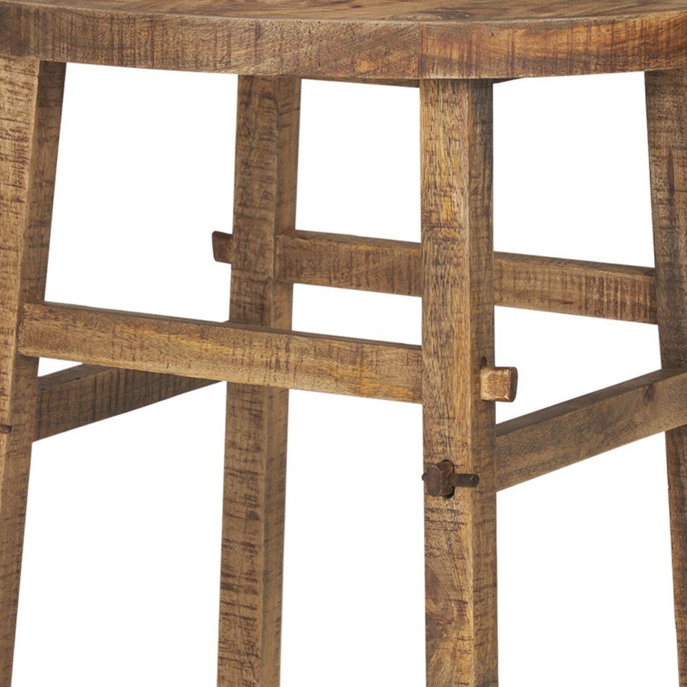 26" Brown Distressed Solid Wood End Table — view 1
