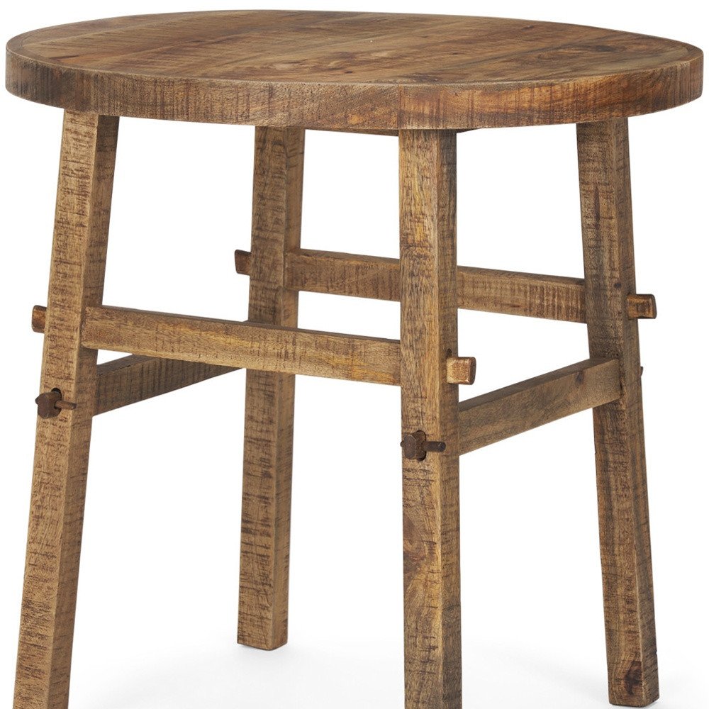 26" Brown Distressed Solid Wood End Table HomeRoots