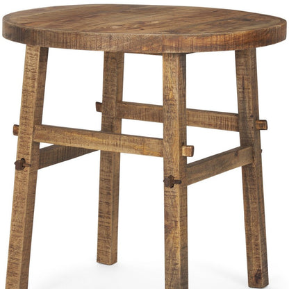 26" Brown Distressed Solid Wood End Table HomeRoots