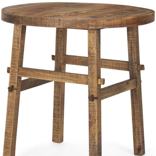26" Brown Distressed Solid Wood End Table