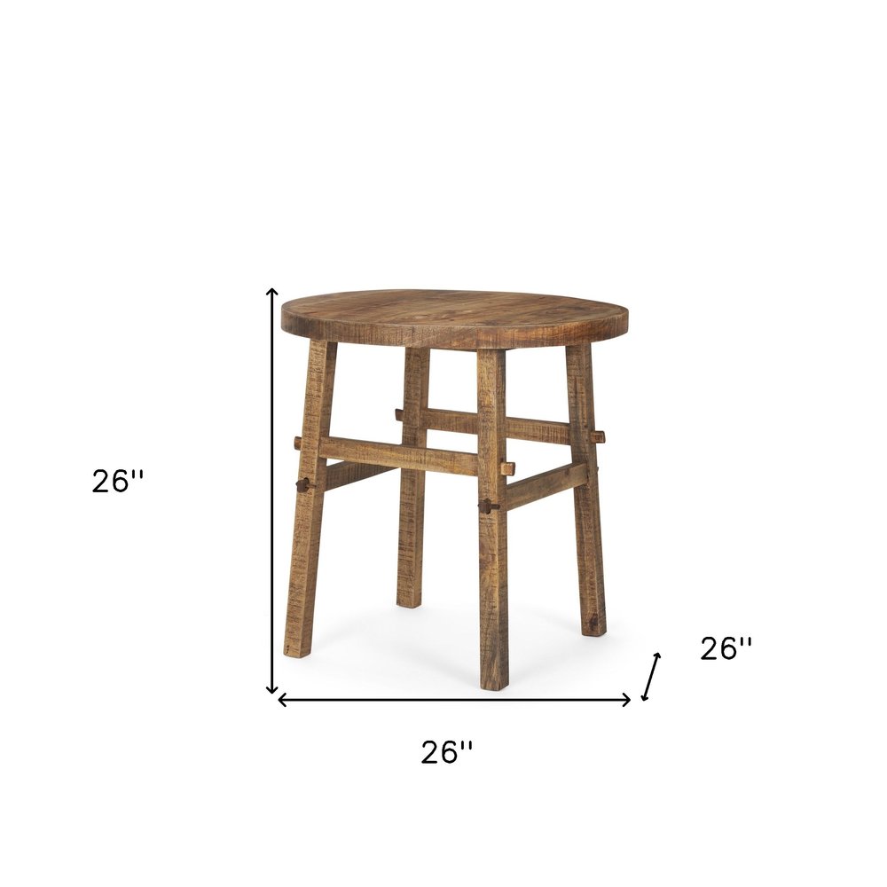 26" Brown Distressed Solid Wood End Table — view 3