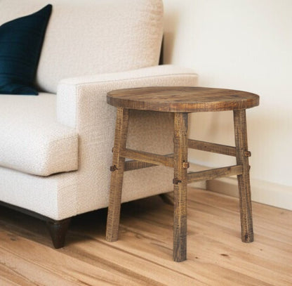26" Brown Distressed Solid Wood End Table HomeRoots