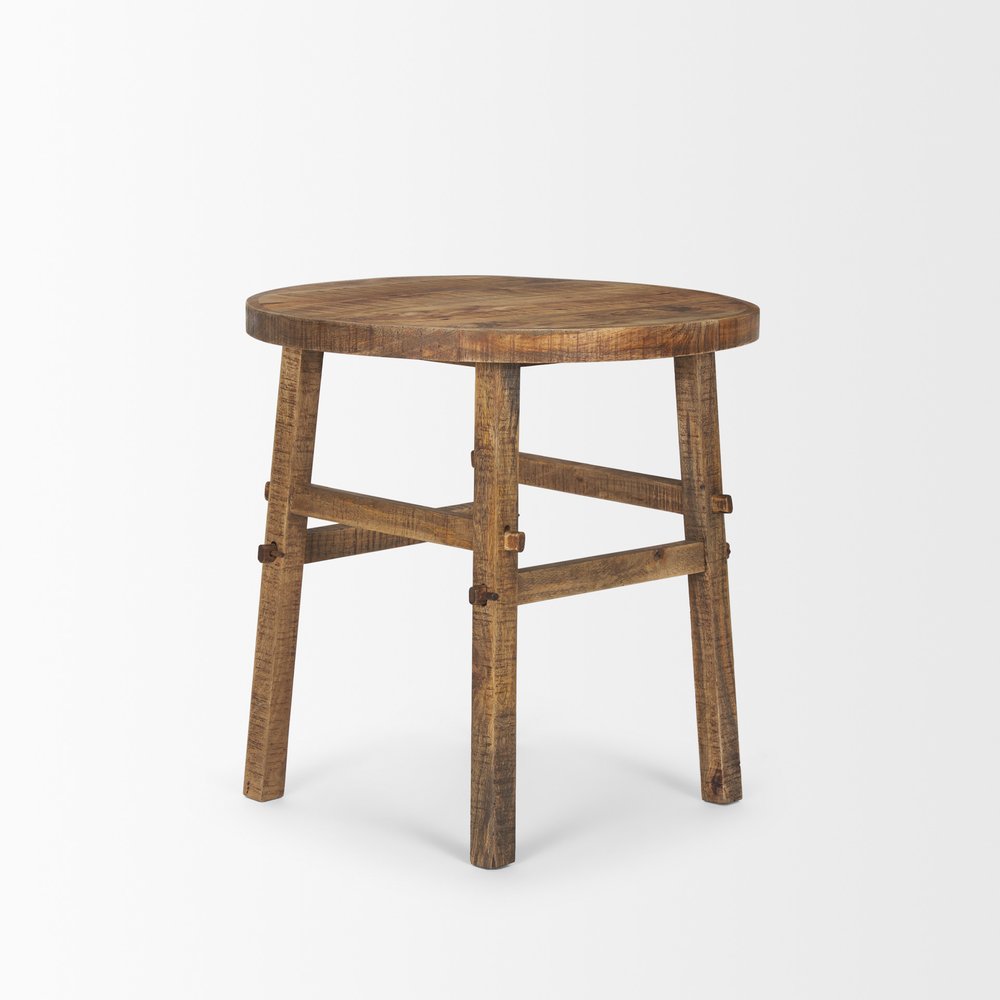 26" Brown Distressed Solid Wood End Table — view 6