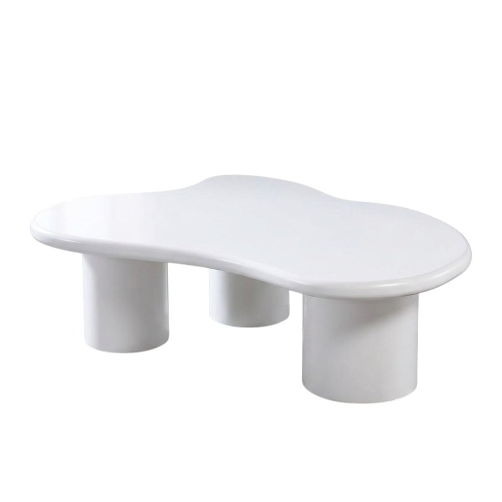 33" White Solid Wood Free Form Coffee Table HomeRoots