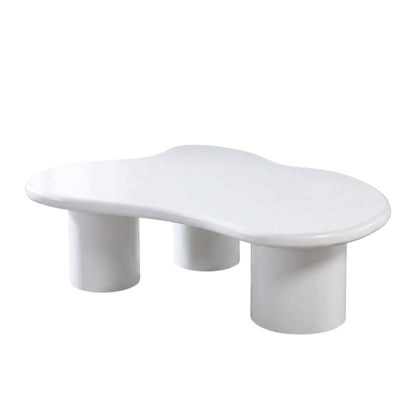 33" White Solid Wood Free Form Coffee Table HomeRoots