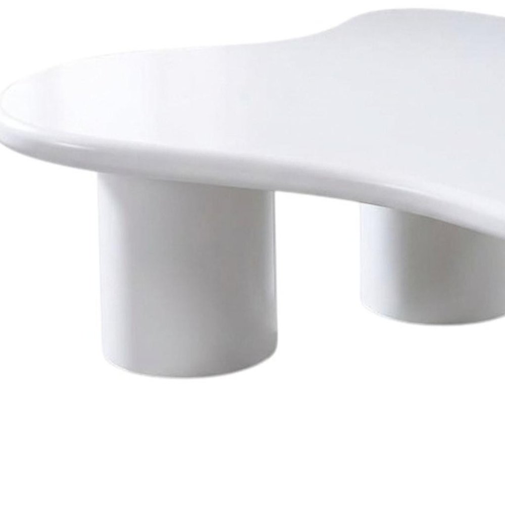 33" White Solid Wood Free Form Coffee Table HomeRoots