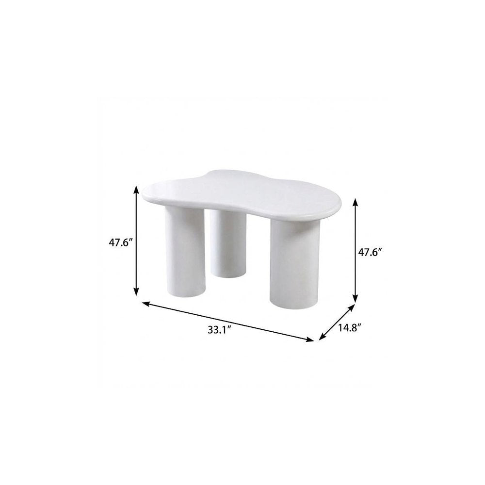 33" White Solid Wood Free Form Coffee Table HomeRoots