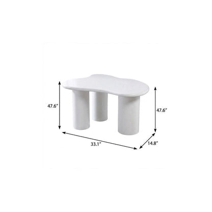 33" White Solid Wood Free Form Coffee Table HomeRoots