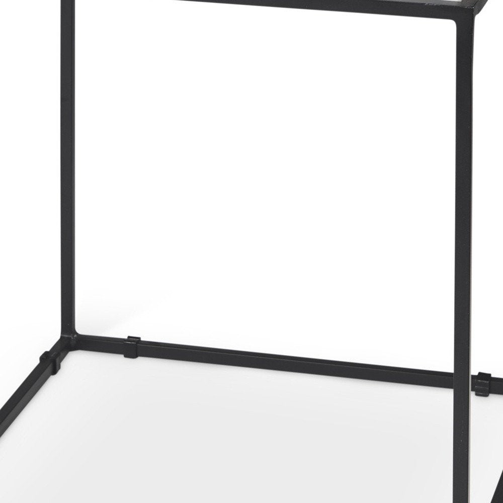 20" White and Black Marble and Metal Square Frame End Table HomeRoots