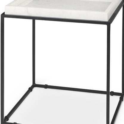 20" White and Black Marble and Metal Square Frame End Table HomeRoots